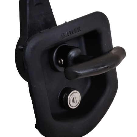 Kuvassa Muovikahva lukolla Bawer varustelaatikoihin