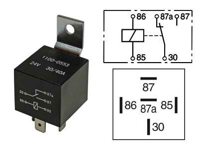 RELE 24V / 30/40A, 5-napainen