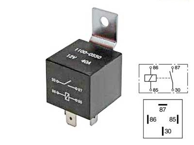RELE 12V / 40A, 4-napainen