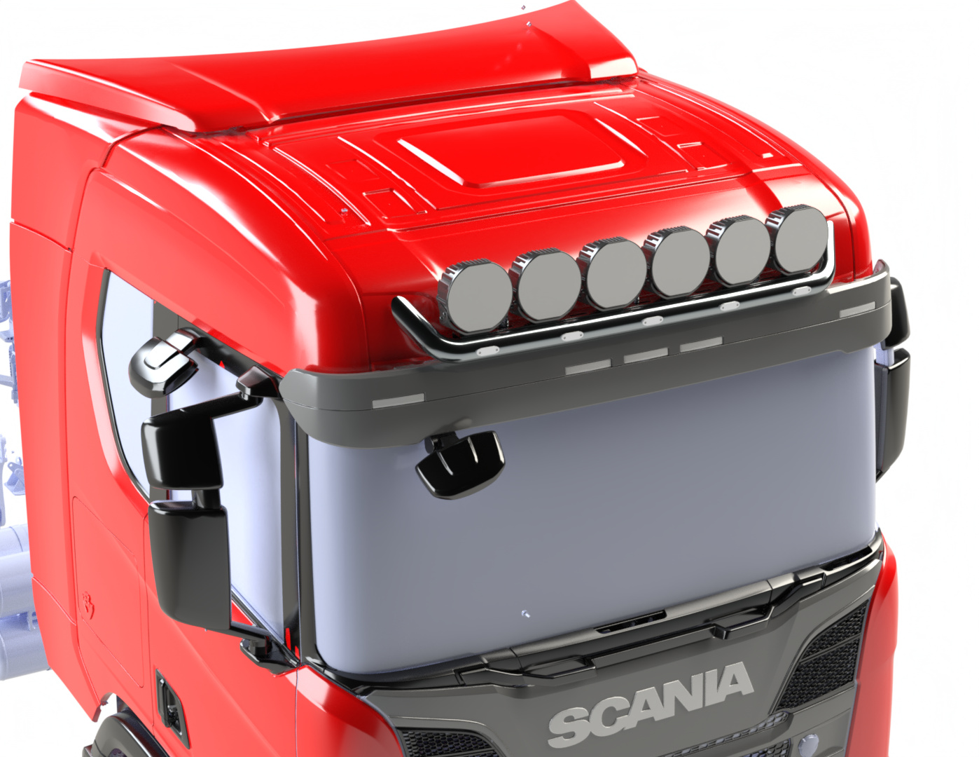 Lisävaloteline katolle Scania NG P/ G/ R 2017-, Normaali ohjaamo