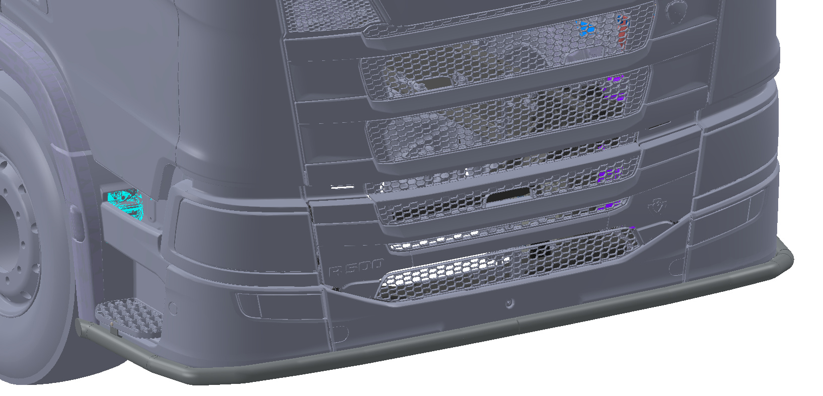 Etuhelmaputki (Suojaava malli) Scania NextGen G/R/S 2017- pieni puskuri